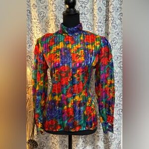 Vintage Illustrations PS jeweltone colors blouse size 6P EUC